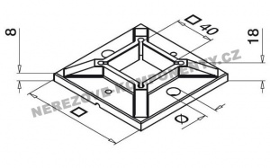 Horné ukotvenie - hranatý stĺpik zábradlia 40x40 mm
