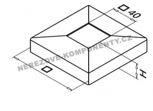 Krytka horného ukotvenia - hranatý stĺpik zábradlia 40x40 mm