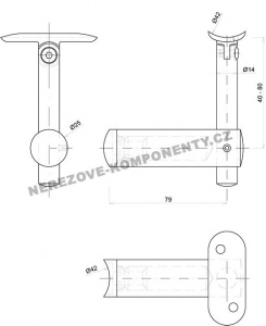 Držiak držadla mimo osu - stĺpik 42,4 mm (nastaviteľný KM)