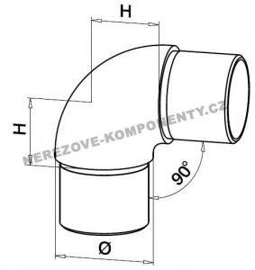 Spojka nerezového držadla 42,4 mm - 90 st. (koleno)