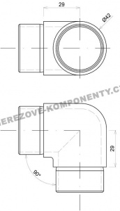 Spojka nerezového držadla 42,4 mm - 90 st. (zaoblená)