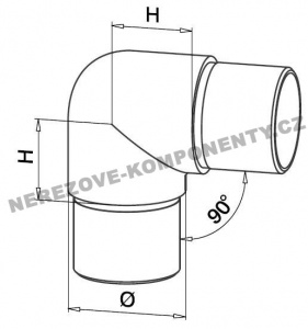 Spojka nerezového držadla 42,4 mm - 90 st. (zaoblená)