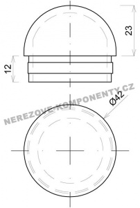 Koncovka nerezového držadla 42,4 mm - polkruhová