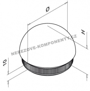 Koncovka nerezového držadla 42,4 mm - polkruhová