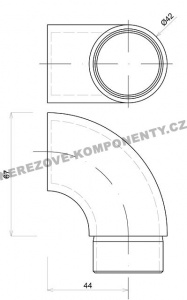 Koncovka nerezového držadla 42,4 mm - nástupná