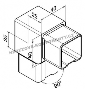 Spojka nerezového držadla 40x40 mm - 90 st.
