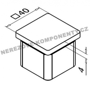 Koncovka nerezového držadla 40x40 mm - rovná