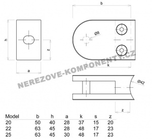 Kruhový držiak skla zábradlia - model 20 KS