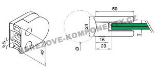 Kruhový držiak skla zábradlia - model 20 KS