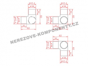 Spojka nerezového držadla 42,4 mm - rohový T kus